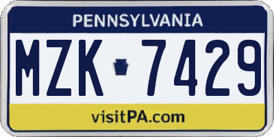 PA license plate MZK7429