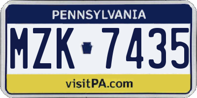 PA license plate MZK7435