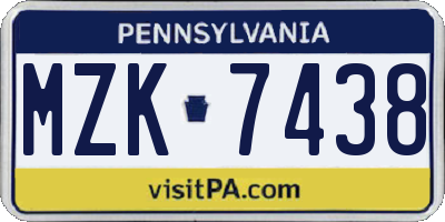 PA license plate MZK7438