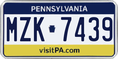 PA license plate MZK7439