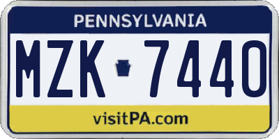 PA license plate MZK7440