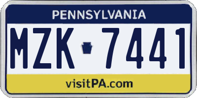 PA license plate MZK7441