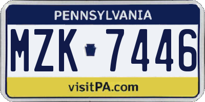 PA license plate MZK7446