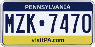 PA license plate MZK7470