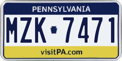 PA license plate MZK7471