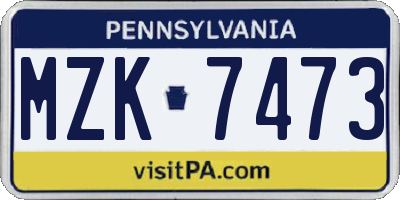 PA license plate MZK7473