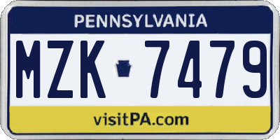 PA license plate MZK7479