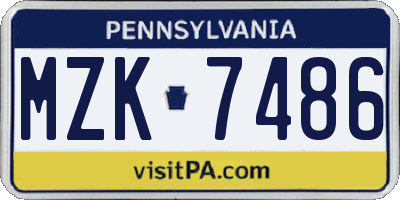 PA license plate MZK7486