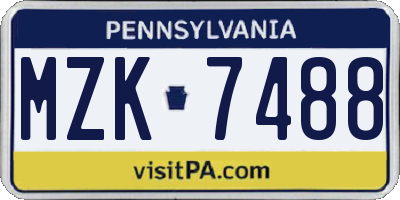 PA license plate MZK7488