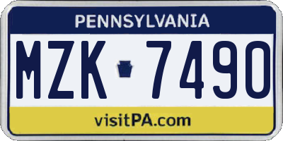 PA license plate MZK7490