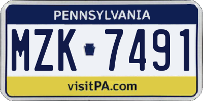 PA license plate MZK7491