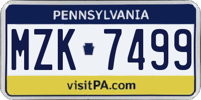 PA license plate MZK7499