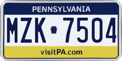 PA license plate MZK7504