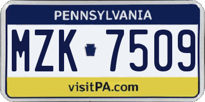 PA license plate MZK7509