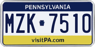 PA license plate MZK7510