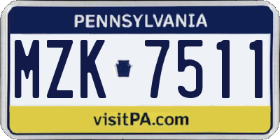 PA license plate MZK7511