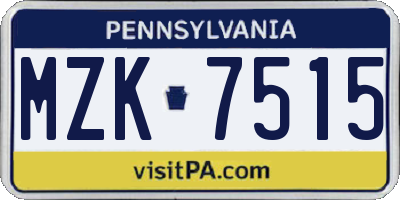 PA license plate MZK7515