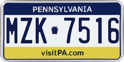PA license plate MZK7516