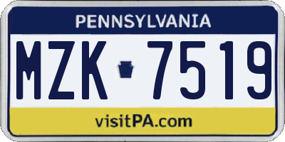 PA license plate MZK7519