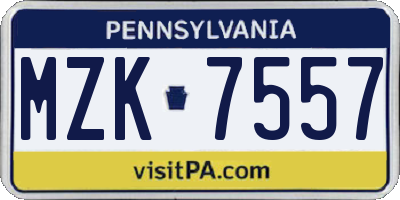 PA license plate MZK7557
