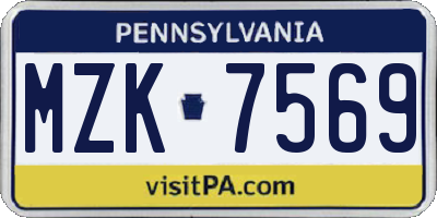 PA license plate MZK7569