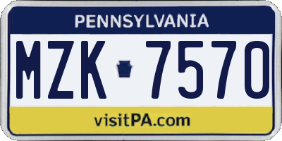 PA license plate MZK7570