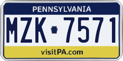 PA license plate MZK7571
