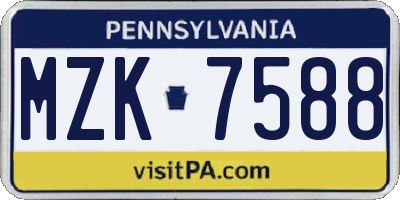 PA license plate MZK7588