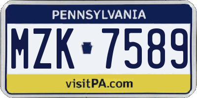 PA license plate MZK7589