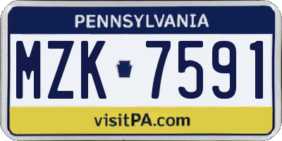 PA license plate MZK7591