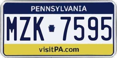 PA license plate MZK7595