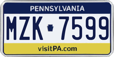 PA license plate MZK7599