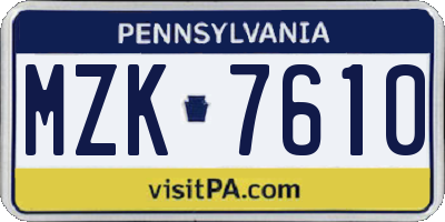 PA license plate MZK7610