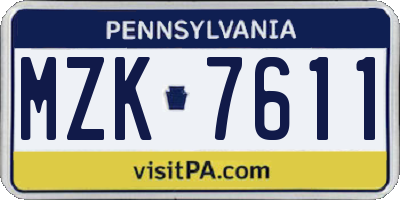 PA license plate MZK7611