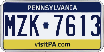 PA license plate MZK7613