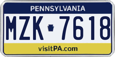 PA license plate MZK7618