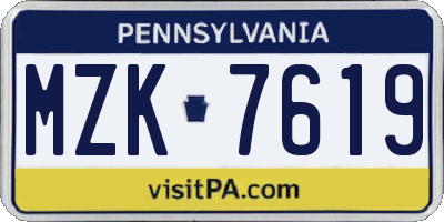 PA license plate MZK7619