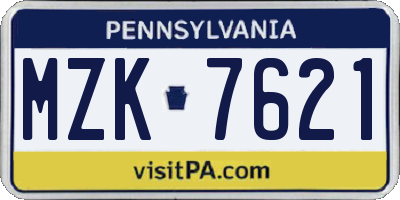 PA license plate MZK7621