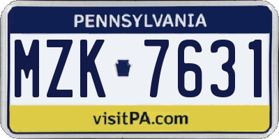 PA license plate MZK7631