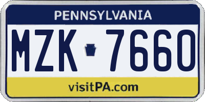 PA license plate MZK7660
