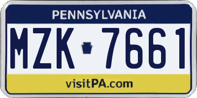 PA license plate MZK7661