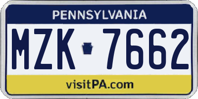 PA license plate MZK7662