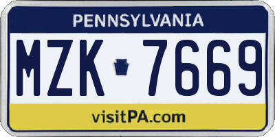 PA license plate MZK7669