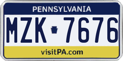 PA license plate MZK7676
