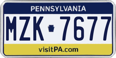 PA license plate MZK7677