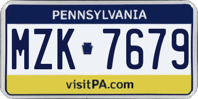 PA license plate MZK7679
