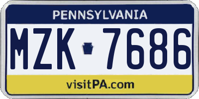 PA license plate MZK7686