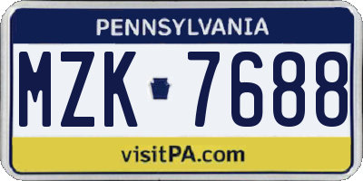 PA license plate MZK7688