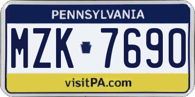 PA license plate MZK7690