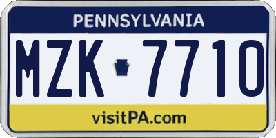PA license plate MZK7710